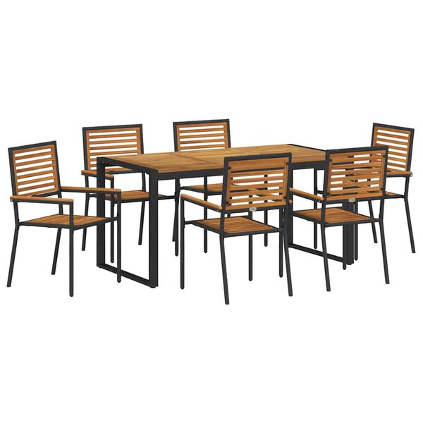 vidaXL Conjunto de Comedor de Jard&iacute;n 7 pcs Negro y Marr&oacute;n