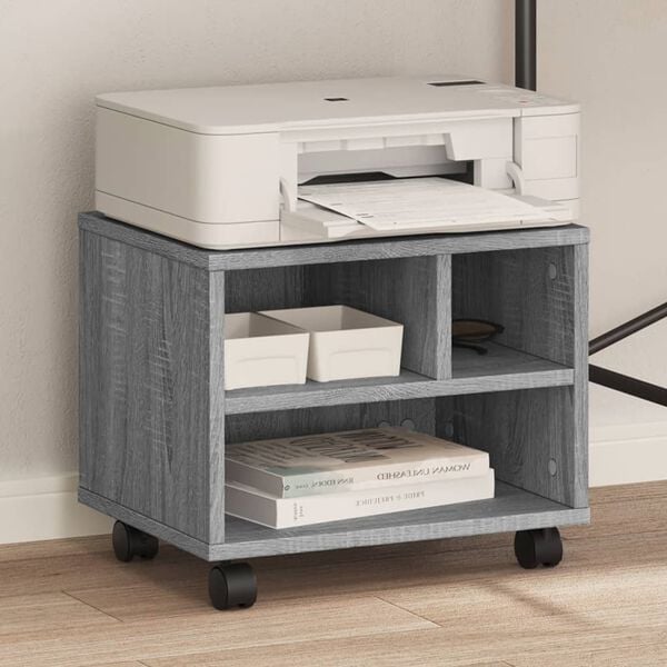vidaXL Soporte para impresora con ruedas gris Sonoma 41x32x34,5 cm