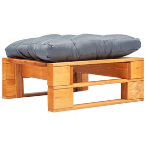vidaXL Otomana de palets de jard&iacute;n con coj&iacute;n gris madera marr&oacute;n miel