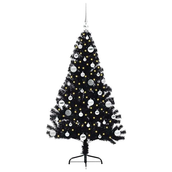 vidaXL &Aacute;rbol de Navidad Artificial Preiluminado Negro 150 cm PVC
