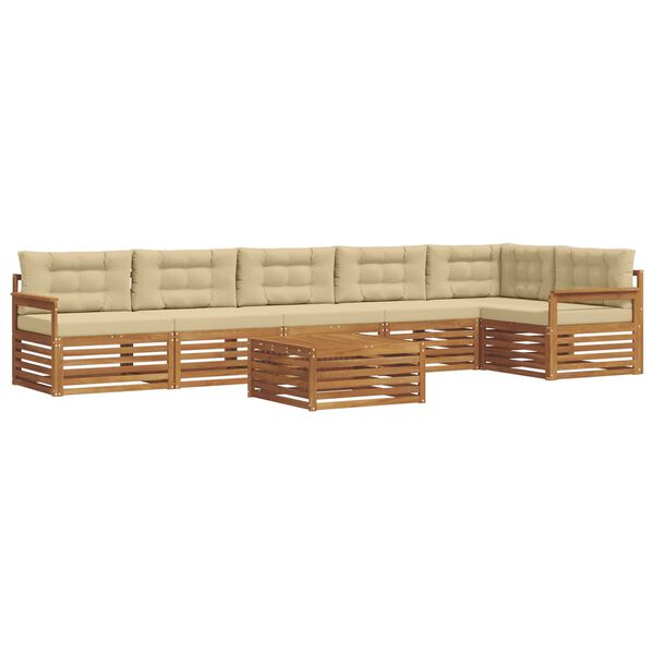 vidaXL Conjunto de sof&aacute;s de exterior con coj&iacute;n 7 pcs Natural y Beige