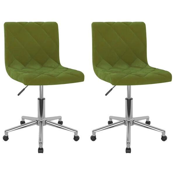 vidaXL Sillas de comedor giratorias 2 unidades terciopelo verde claro