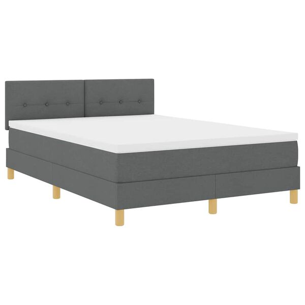 vidaXL Cama Box Spring LED con colch&oacute;n Gris oscuro 160 x 200 cm tela