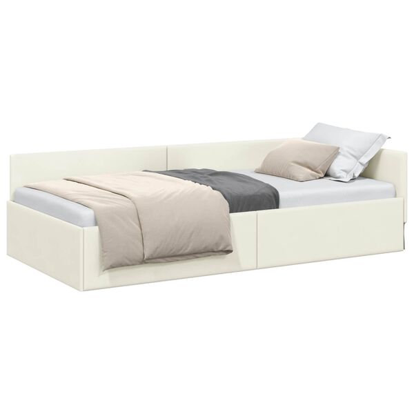 vidaXL Estructura de cama en esquina Crema 100 cm x 200 cm Terciopelo