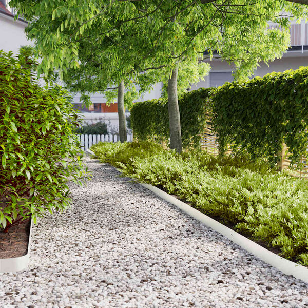 vidaXL Bordes para c&eacute;sped 50 uds acero laminado fr&iacute;o blanco 10x103 cm