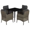 vidaXL Set comedor de jard&iacute;n 5 piezas con cojines rat&aacute;n sint&eacute;tico gris