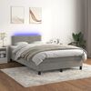 vidaXL Cama box spring colch&oacute;n y LED terciopelo gris claro 120x200 cm