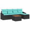 vidaXL Conjunto de sof&aacute;s de jard&iacute;n 6 uds. Negro rat&aacute;n sint&eacute;tico
