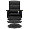 vidaXL Sill&oacute;n reclinable masaje con reposapi&eacute;s cuero sint&eacute;tico negro