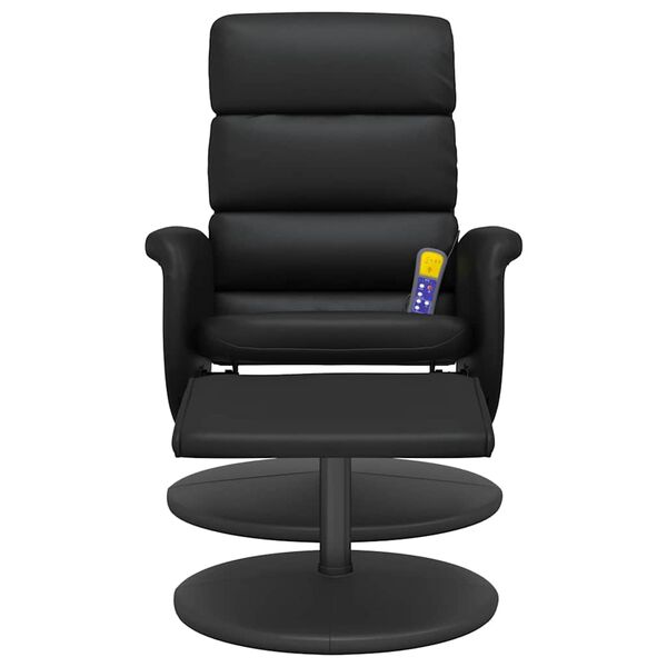 vidaXL Sill&oacute;n reclinable masaje con reposapi&eacute;s cuero sint&eacute;tico negro