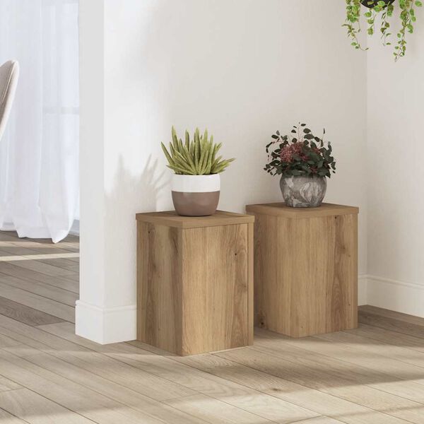vidaXL Soportes de plantas 2 uds madera roble artisian 20x20x30 cm