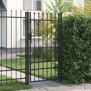 vidaXL Puerta de valla BOXTEL de una puerta con punta de pincho de acero, 1x1,75 m, negro