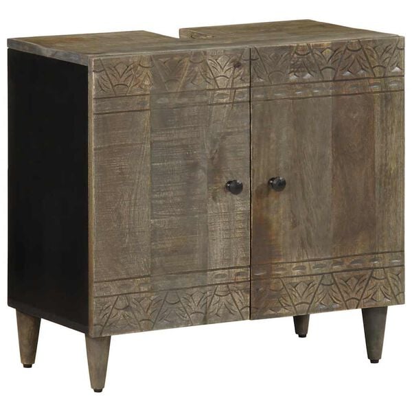 vidaXL Armario de lavabo para ba&ntilde;o madera maciza de mango 62x33x58 cm