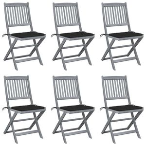 vidaXL Sillas plegables 6 uds cojines madera maciza acacia