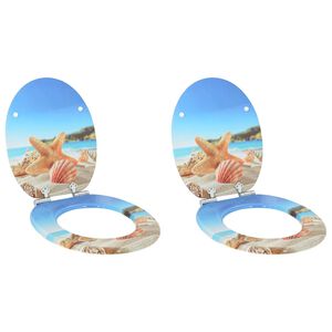 vidaXL Asiento de inodoro de cierre suave 2 uds. Concha del mar