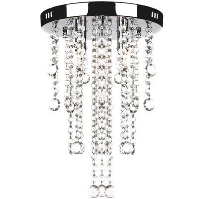 Lámpara blanca colgante de metal con adornos de cristal