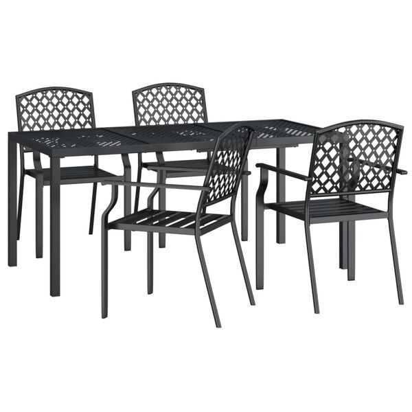 vidaXL Juego de comedor de jard&iacute;n 5 piezas acero gris antracita