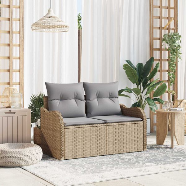 vidaXL Sof&aacute; de jard&iacute;n Beige 121 x 62 x 69 cm rat&aacute;n sint&eacute;tico
