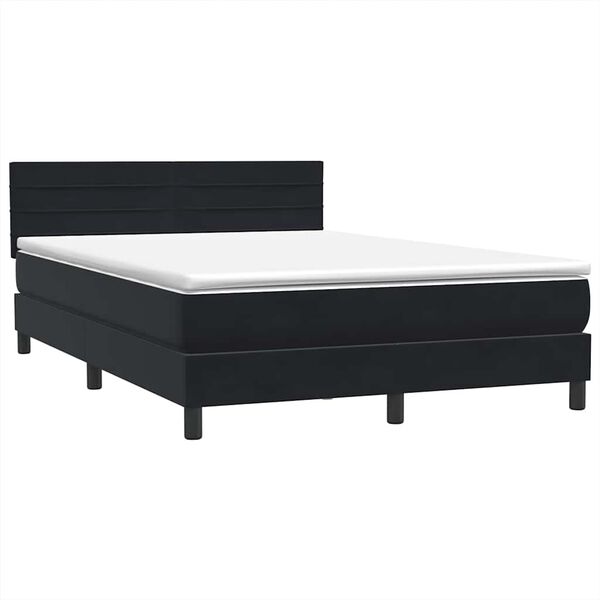 vidaXL Cama box spring con colch&oacute;n terciopelo negro 160x220 cm