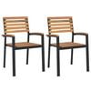 vidaXL Sillas de jard&iacute;n apilables 2 uds madera maciza acacia y metal