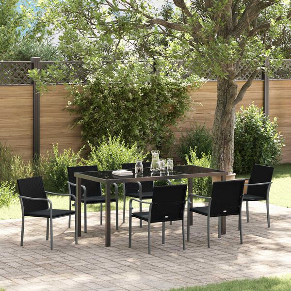 vidaXL Conjunto de Comedor de Jardín 7 pcs Negro y Gris
