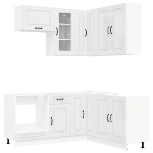 vidaXL Unidad de cocina KALMAR 8 uds. Blanco Brillante