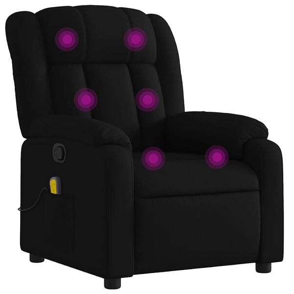 vidaXL Sill&oacute;n reclinable de masaje de tela negro