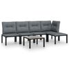 vidaXL Juego de muebles de jard&iacute;n 6 pzas rat&aacute;n sint&eacute;tico negro y gris