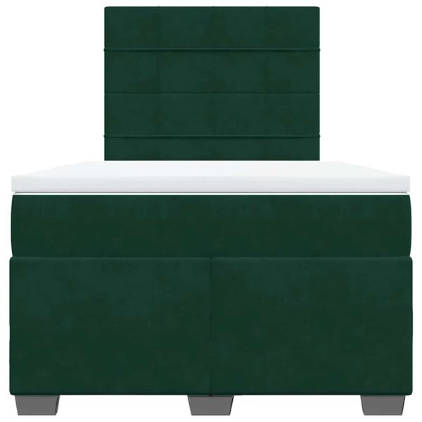 vidaXL Cama box spring con colch&oacute;n terciopelo verde oscuro 120x200 cm