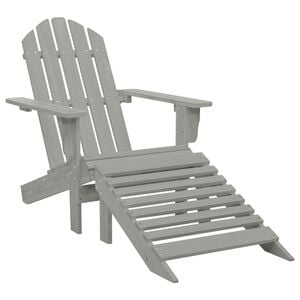 vidaXL Silla de jard&iacute;n con otomana de madera gris
