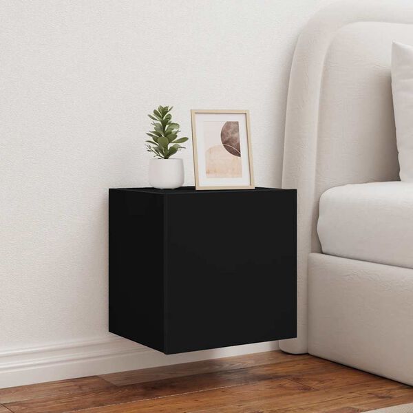 vidaXL Mueble de TV de pared con luces LED negro 40,5x35x40 cm