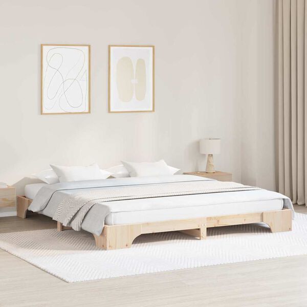 vidaXL Estructura de cama Natural 180 x 200 cm Madera de pino macizo