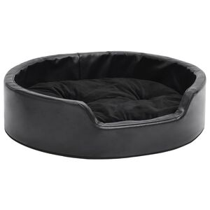 vidaXL Cama para perros felpa y cuero sint&eacute;tico negra 69x59x19 cm