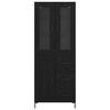 vidaXL Aparador alto con caj&oacute;n 2 pcs Roble Negro Madera de ingenier&iacute;a
