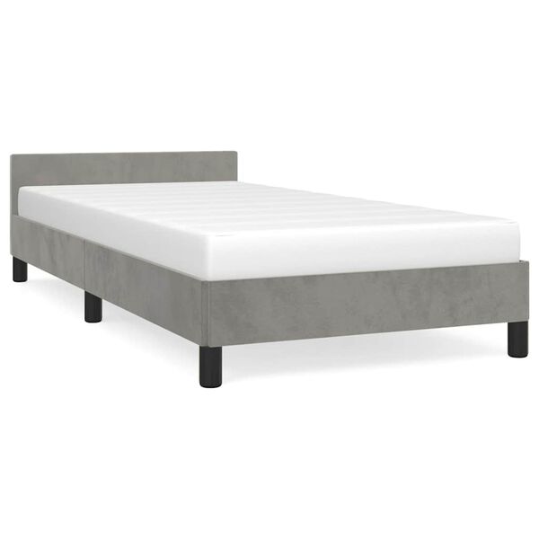 vidaXL Estructura de cama sin colch&oacute;n terciopelo gris claro 90x200 cm
