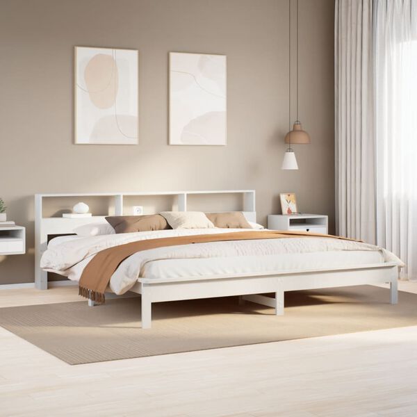 vidaXL Estructura de cama sin colch&oacute;n madera maciza blanca 200x200 cm