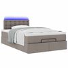 vidaXL Cama otomana con colch&oacute;n y luces LED tela gris taup&eacute; 120x190cm