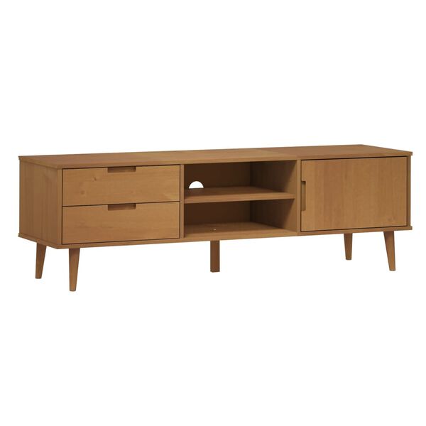 vidaXL Mueble de TV MOLDE madera maciza de pino marr&oacute;n 158x40x49 cm