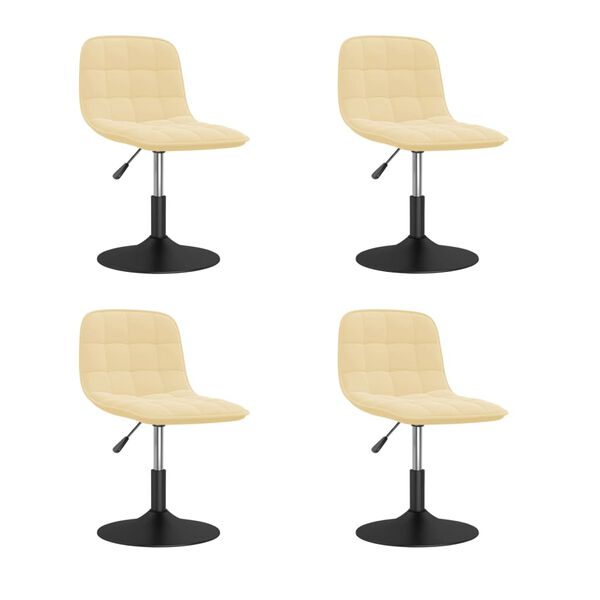 vidaXL Sillas de comedor giratorias 4 unidades terciopelo crema