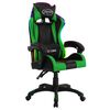 vidaXL Silla gaming con luces LED RGB cuero sintético verde y negro