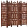 vidaXL Biombo 5 paneles tallado a mano madera mango marr&oacute;n 200x165 cm