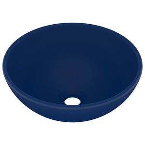 vidaXL Lavabo de lujo redondo cer&aacute;mica azul oscuro mate 32,5x14 cm