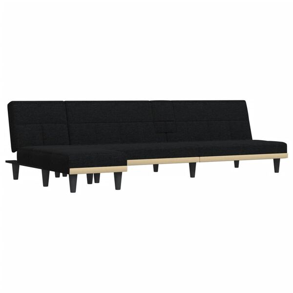 vidaXL Sof&aacute; cama en forma de L tela negro 255x140x70 cm