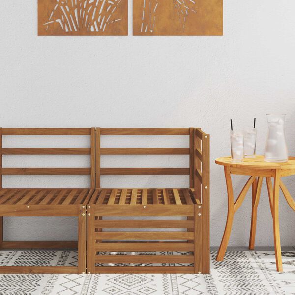 vidaXL Sof&aacute; de esquina para exteriores Madera de Acacia S&oacute;lida Natural