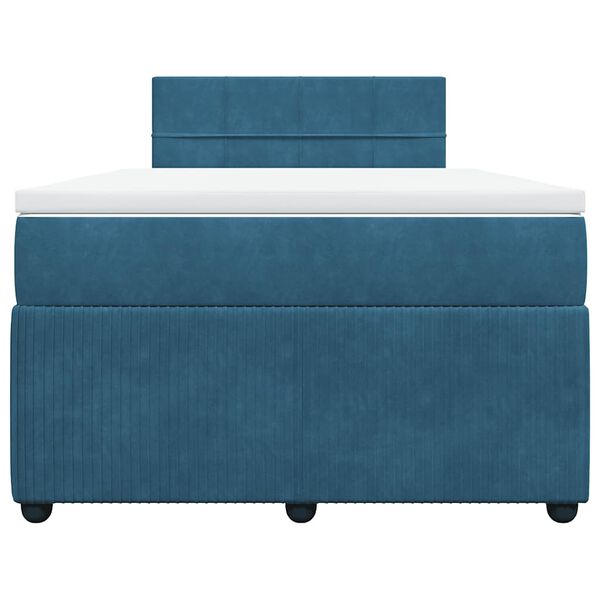 vidaXL Cama box spring con colch&oacute;n terciopelo azul 120x200 cm