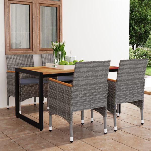 vidaXL Juego de comedor para jard&iacute;n de 5 piezas gris