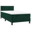 vidaXL Cama box spring colch&oacute;n y LED terciopelo verde oscuro 90x200 cm