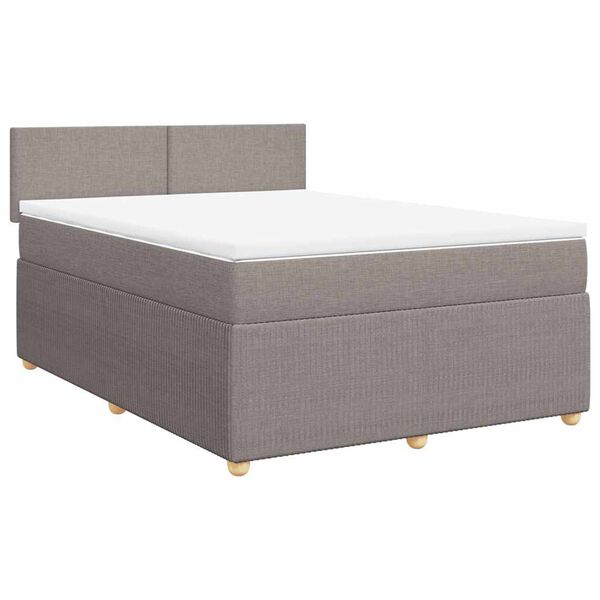 vidaXL Cama box spring con colch&oacute;n tela gris taupe 140x190 cm