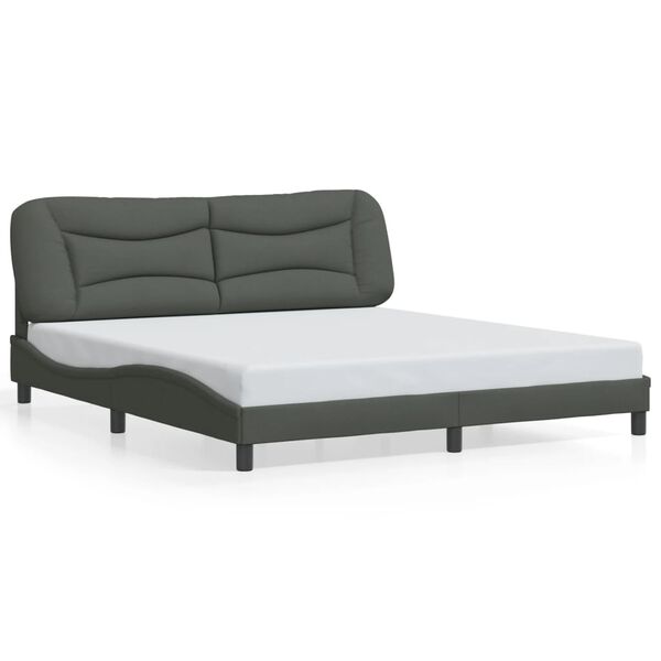 vidaXL Estructura de cama sin colchón Hvar de tela gris oscuro 180x200 cm