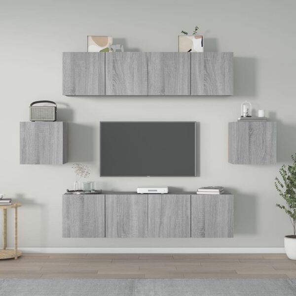 vidaXL Set de muebles para TV 6 pzas madera contrachapada gris Sonoma